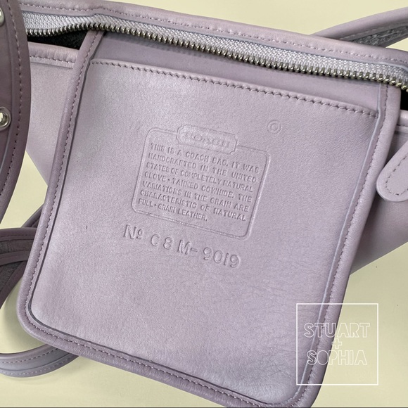 Vintage 90s Y2K Coach Maggie Duffle Bag Small Violet Purple Leather Bucket - Picture 11 of 12